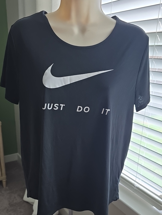 Nike Tops - Nike Black Tee with White Swoosh and 'Just Do It' Text
